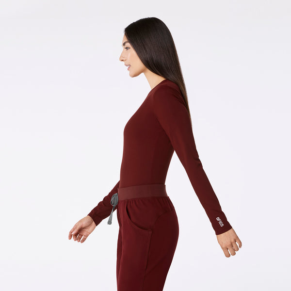 Women's Burgundy Palmer Ribbed- Long-Sleeve Underscrub