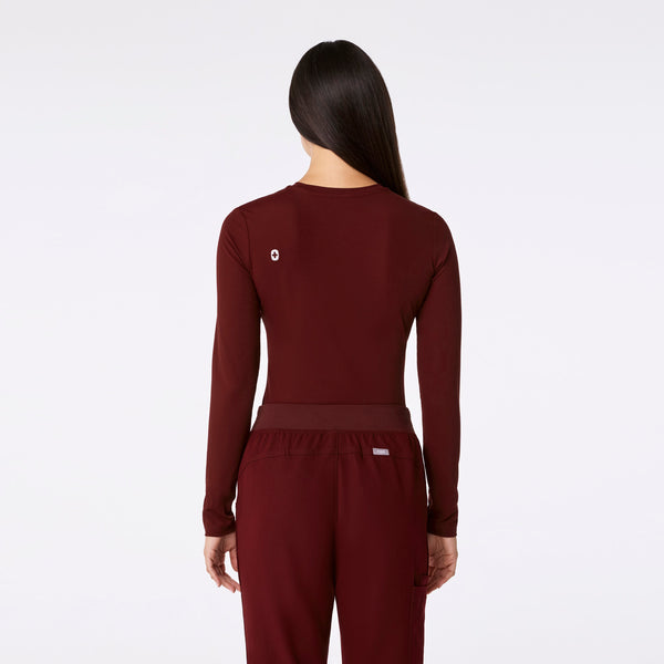 Women's Burgundy Palmer Ribbed- Long-Sleeve Underscrub