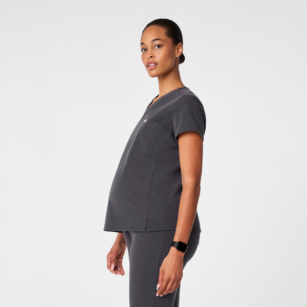 Women's Charcoal Catarina Maternity Scrub Top