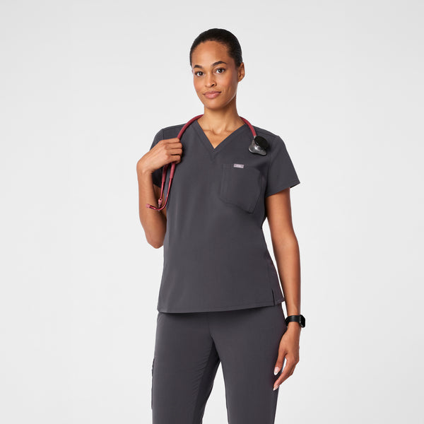 Women's Charcoal Catarina Maternity Scrub Top