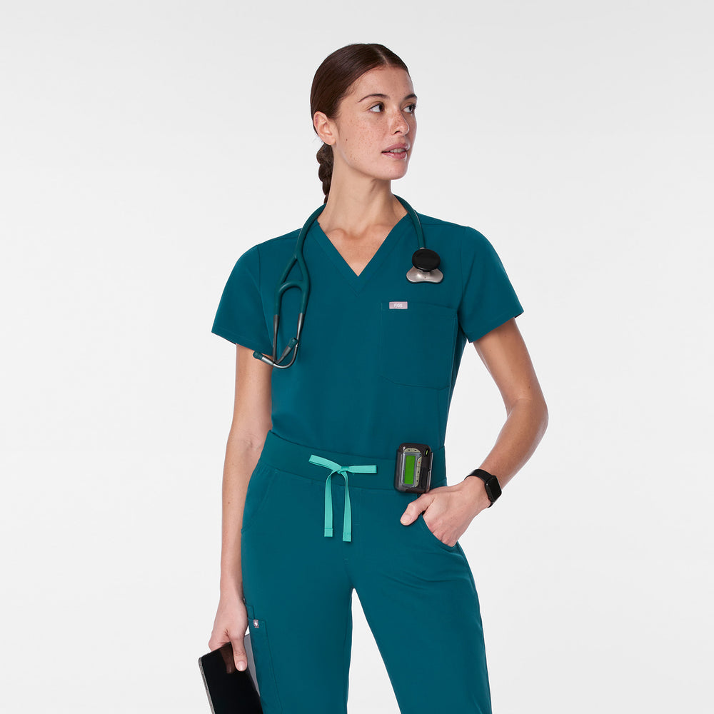women's Caribbean Blue Catarina - One-Pocket Scrub Top™