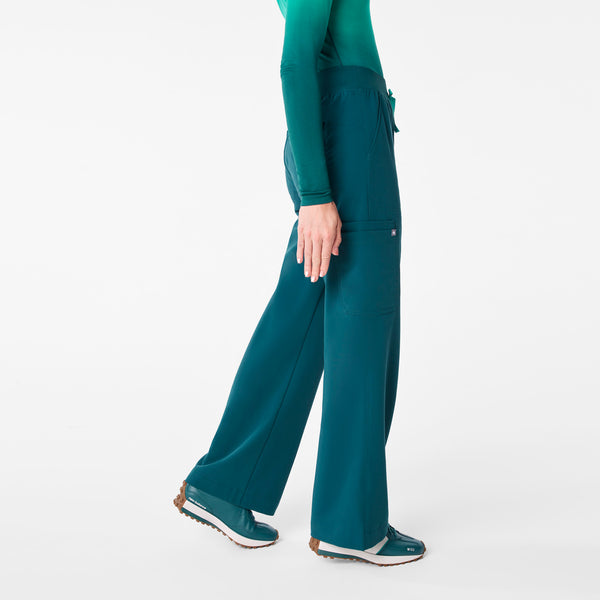 Women's Caribbean Blue Isabel High-Rise Wide-Leg - Scrub Pant