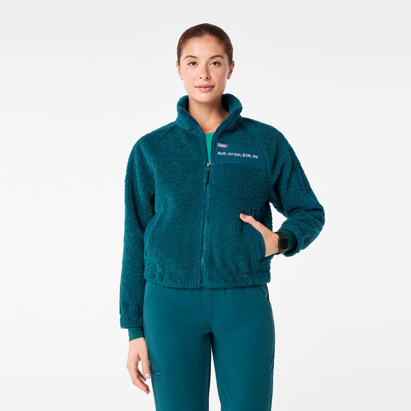Women's Caribbean Blue High-Pile - Bomber Jacket