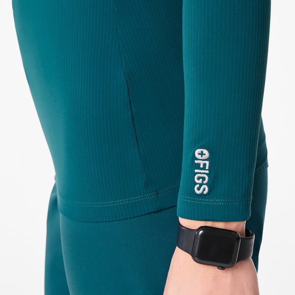 Women's Caribbean Blue Palmer Ribbed- Long-Sleeve Underscrub