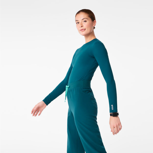 Women's Caribbean Blue Palmer Ribbed- Long-Sleeve Underscrub