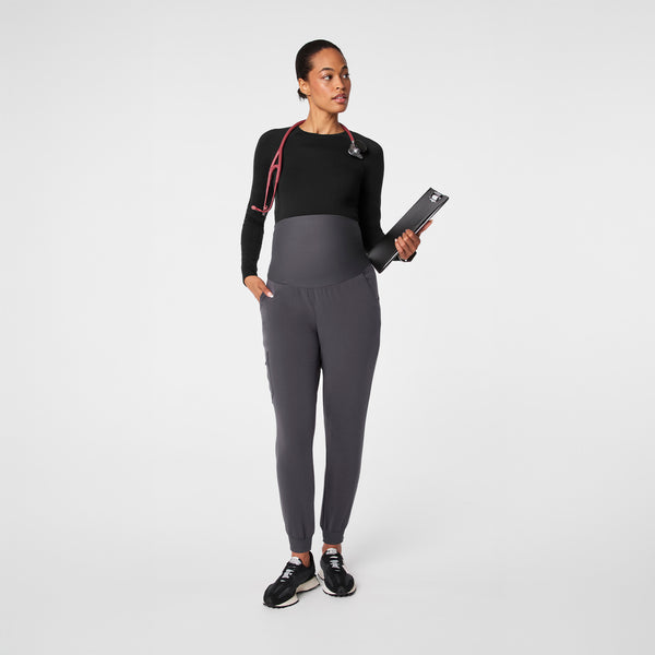 Women's Charcoal Zamora - Petite Maternity Scrub Pant