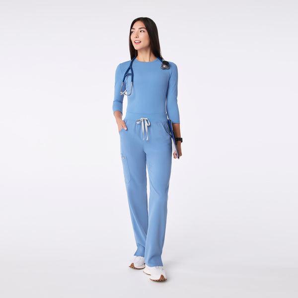 Women's Ceil Blue Palmer Ribbed- ¾ Sleeve Underscrub