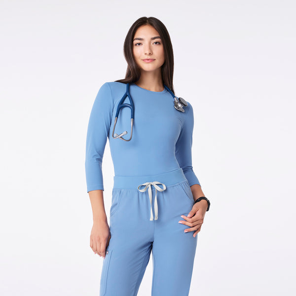 Women's Ceil Blue Palmer Ribbed- ¾ Sleeve Underscrub