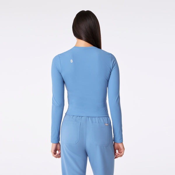 Women's Ceil Blue Palmer Ribbed Cropped - Long-Sleeve Underscrub