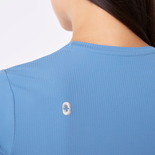 Women's Ceil Blue Palmer Ribbed Cropped - Long-Sleeve Underscrub