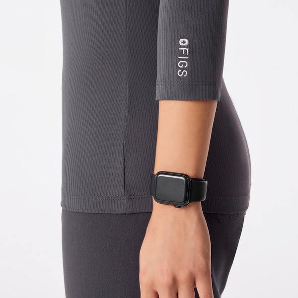 Women's Charcoal Palmer Ribbed- ¾ Sleeve Underscrub