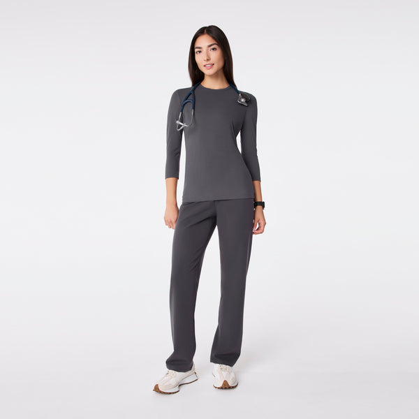 Women's Charcoal Palmer Ribbed- ¾ Sleeve Underscrub