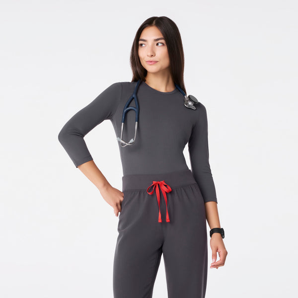 Women's Charcoal Palmer Ribbed- ¾ Sleeve Underscrub