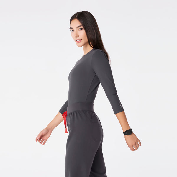 Women's Charcoal Palmer Ribbed- ¾ Sleeve Underscrub