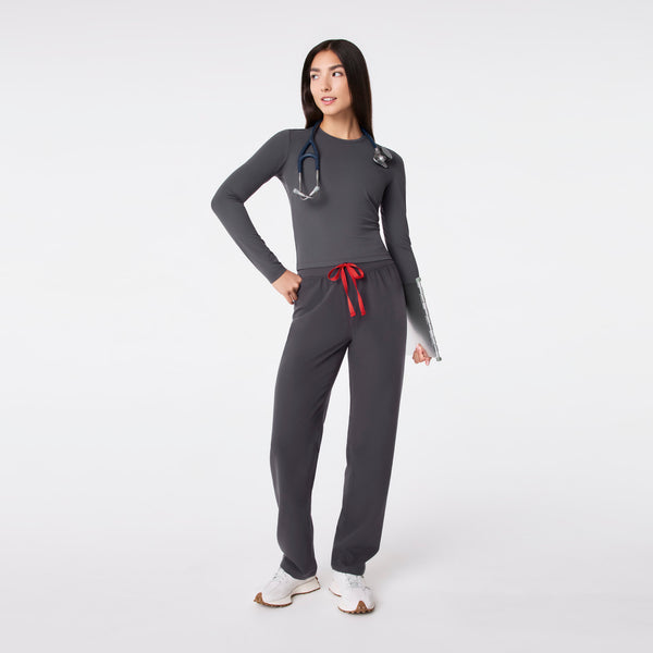 Women's Charcoal Palmer Ribbed Cropped - Long-Sleeve Underscrub