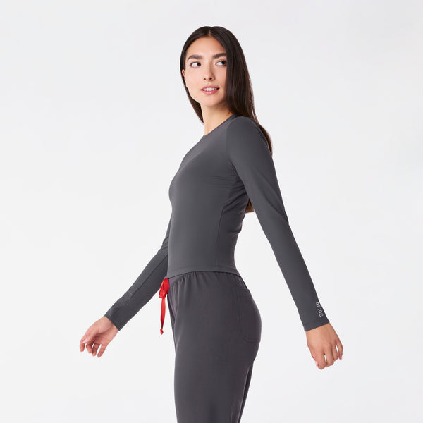 Women's Charcoal Palmer Ribbed Cropped - Long-Sleeve Underscrub