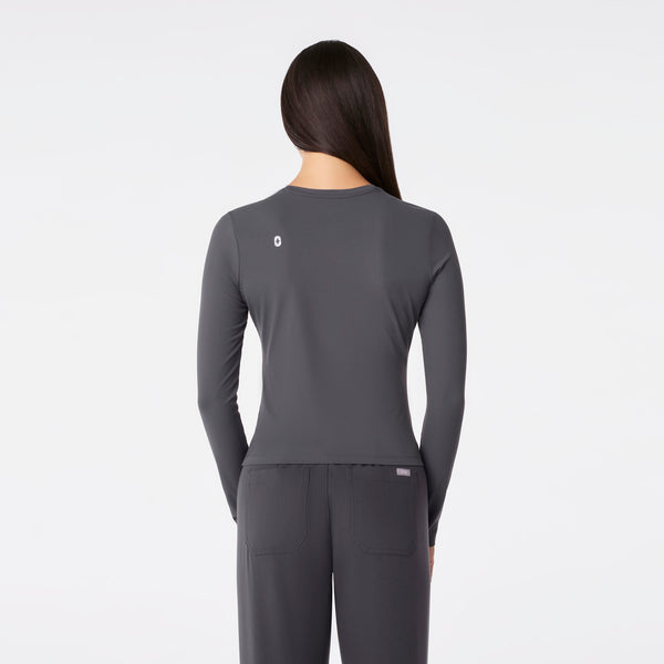 Women's Charcoal Palmer Ribbed Cropped - Long-Sleeve Underscrub