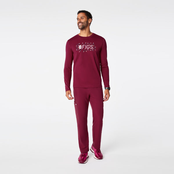 Men's Deep Cranberry FIGS Logo - Long-Sleeve Underscrub
