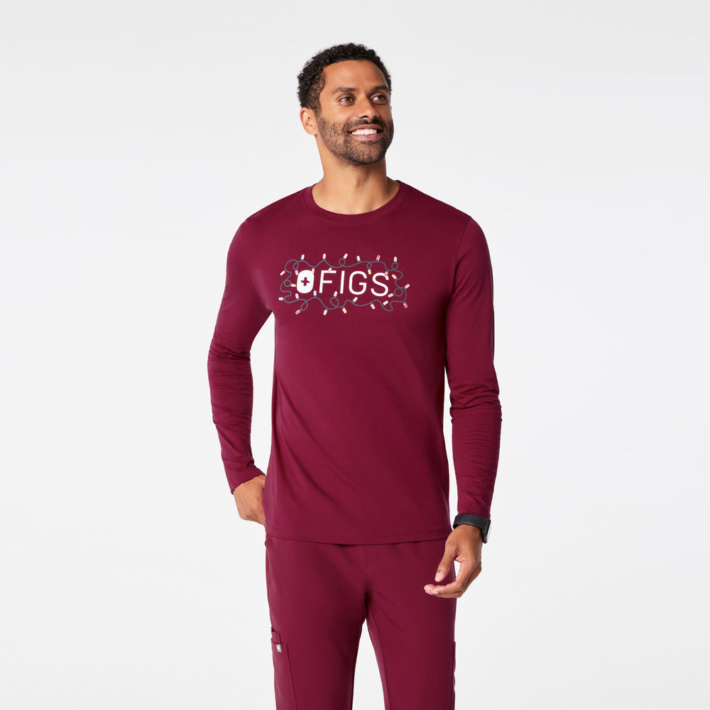 Men's Deep Cranberry FIGS Logo - Long-Sleeve Underscrub