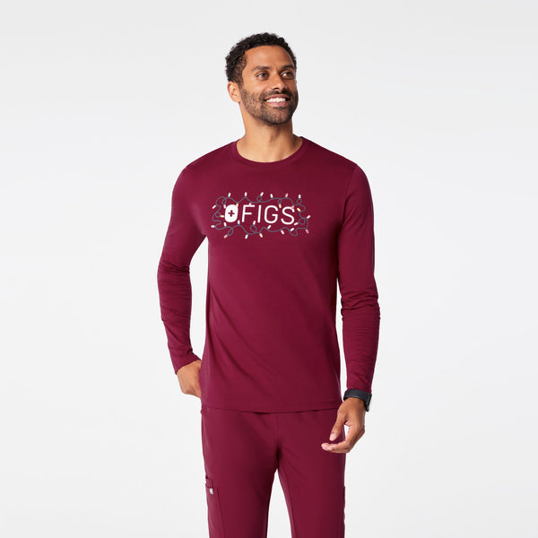 Men's Deep Cranberry FIGS Logo - Long-Sleeve Underscrub
