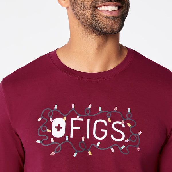 Men's Deep Cranberry FIGS Logo - Long-Sleeve Underscrub