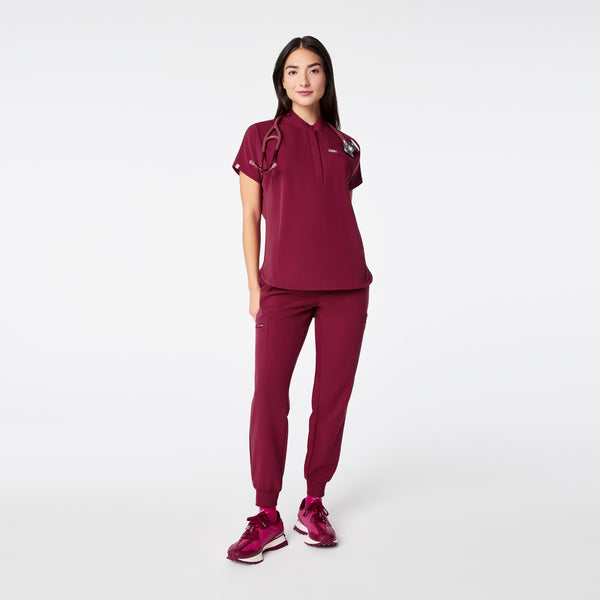 Women's Deep Cranberry Montex Relaxed Scrub Top