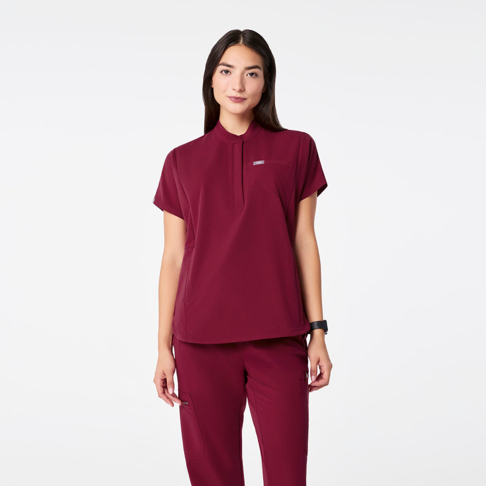 Women's Deep Cranberry Montex Relaxed Scrub Top