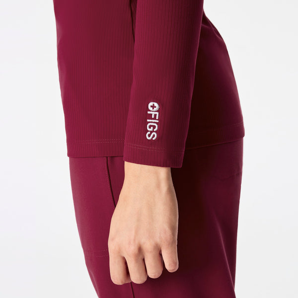 Women's Deep Cranberry Palmer Ribbed- Long-Sleeve Underscrub