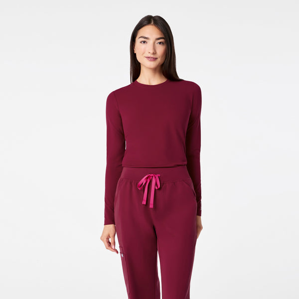 Women's Deep Cranberry Palmer Ribbed- Long-Sleeve Underscrub