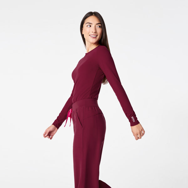 Women's Deep Cranberry Palmer Ribbed- Long-Sleeve Underscrub