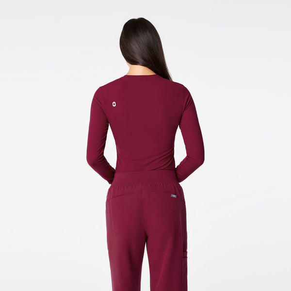 Women's Deep Cranberry Palmer Ribbed- Long-Sleeve Underscrub