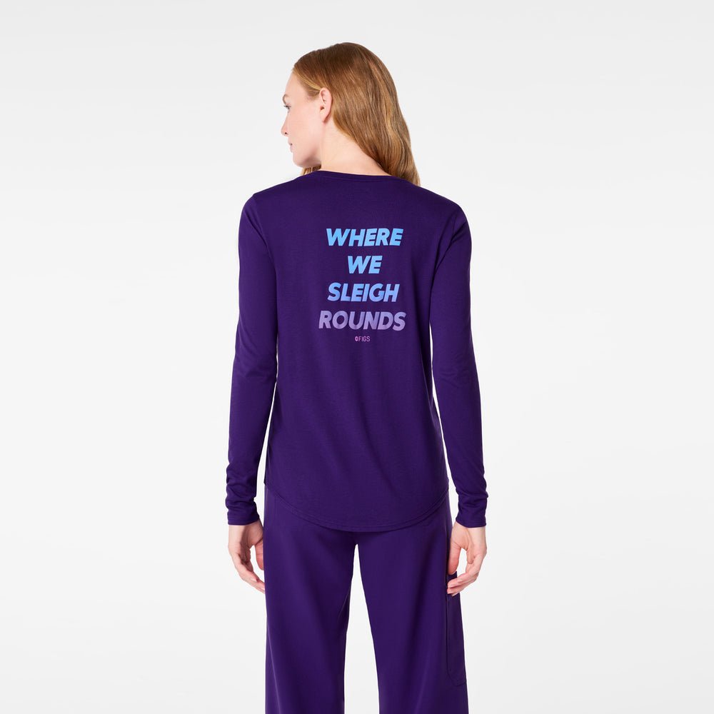 Women's Purple Pulse Sleigh Rounds - Long-Sleeve Underscrub