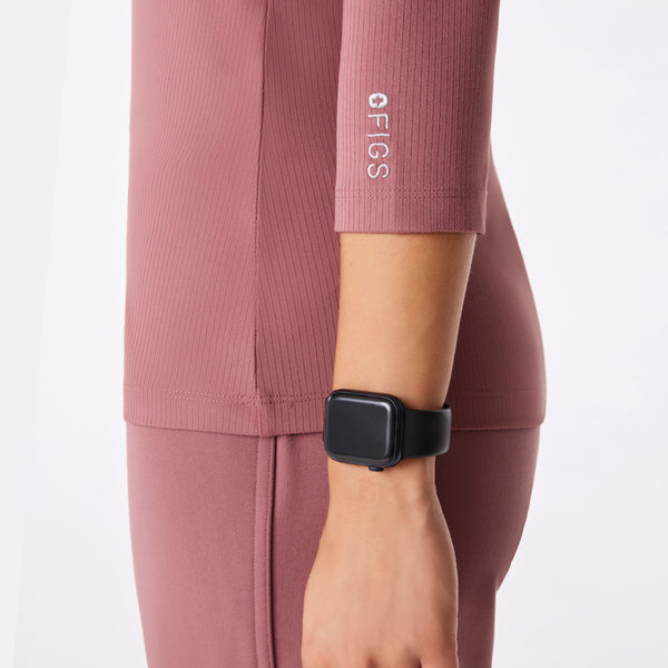Women's Mauve Palmer Ribbed- ¾ Sleeve Underscrub