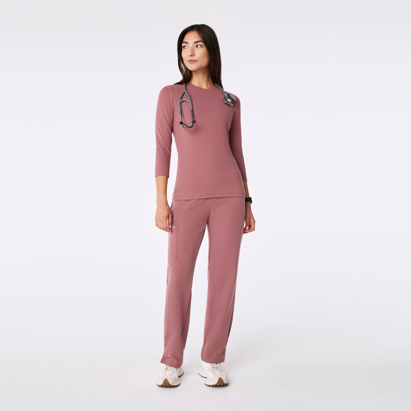 Women's Mauve Palmer Ribbed- ¾ Sleeve Underscrub