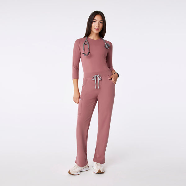 Women's Mauve Palmer Ribbed- ¾ Sleeve Underscrub