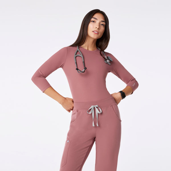 Women's Mauve Palmer Ribbed- ¾ Sleeve Underscrub