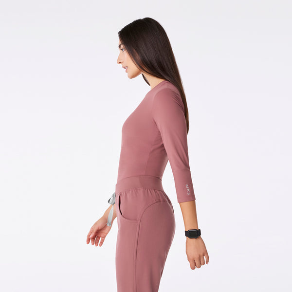 Women's Mauve Palmer Ribbed- ¾ Sleeve Underscrub