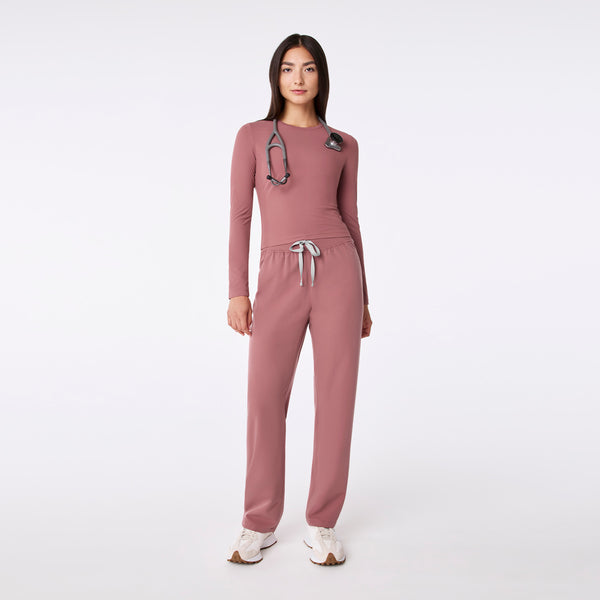 Women's Mauve Palmer Ribbed Cropped - Long-Sleeve Underscrub