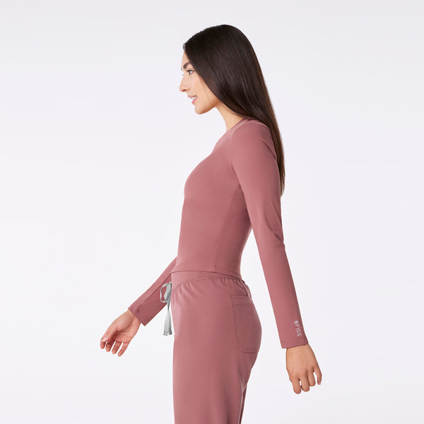 Women's Mauve Palmer Ribbed Cropped - Long-Sleeve Underscrub