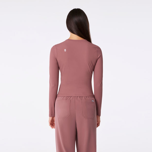 Women's Mauve Palmer Ribbed Cropped - Long-Sleeve Underscrub