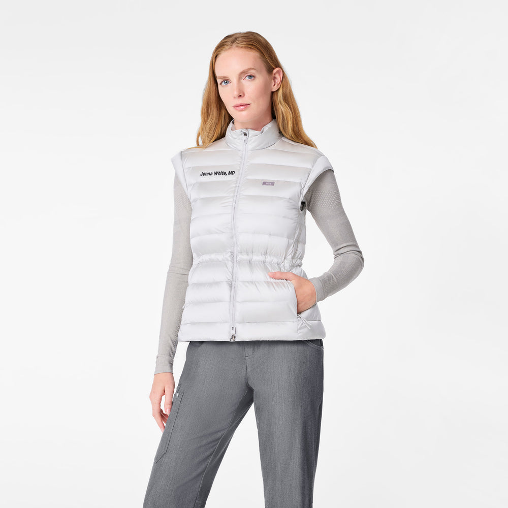 Women's Silver Frost Metallic Puffer Vest