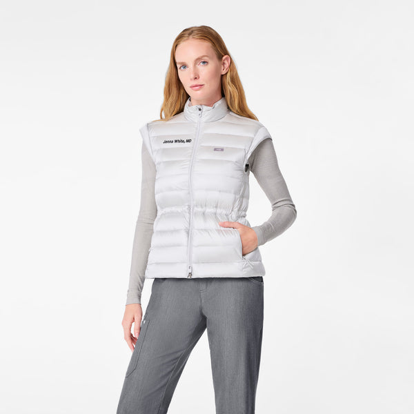 Women's Silver Frost Metallic Puffer Vest