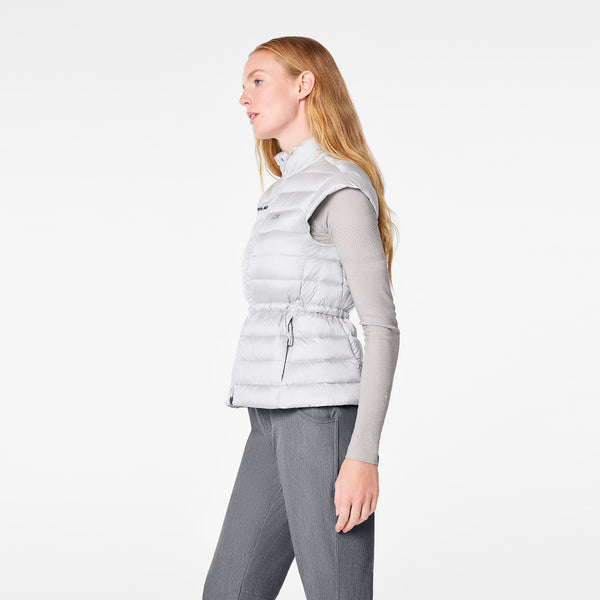 Women's Silver Frost Metallic Puffer Vest