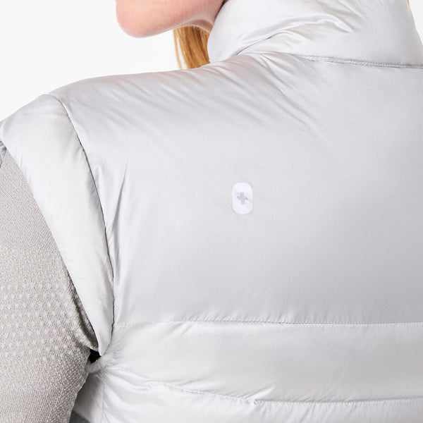 Women's Silver Frost Metallic Puffer Vest