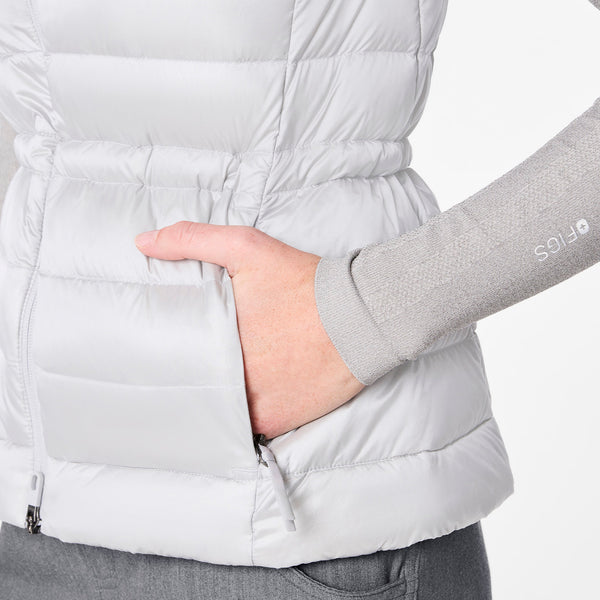 Women's Silver Frost Metallic Puffer Vest