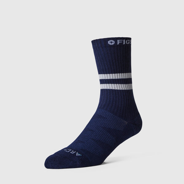 Unisex Navy Stripe FIGS | ArchTek® 15-20 mmHg - Crew Compression Socks