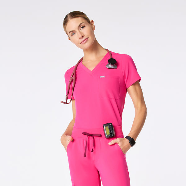 Women's Shocking Pink Catarina Petite  Scrub Top™