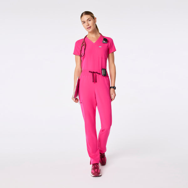 Women's Shocking Pink Dowa High-Rise Straight-Leg Tall Scrub Pant