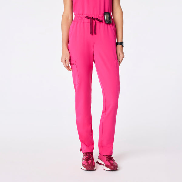 Women's Shocking Pink Dowa High-Rise Straight-Leg Scrub Pant