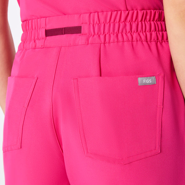 Women's Shocking Pink Dowa High-Rise Straight-Leg Scrub Pant